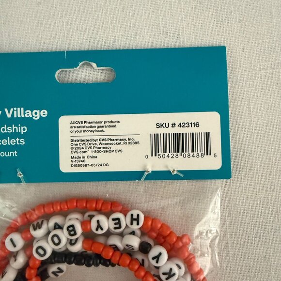 Halloween Friendship Bracelets Set 6 Count Orange Black White Spooky Village - Picture 5 of 6
